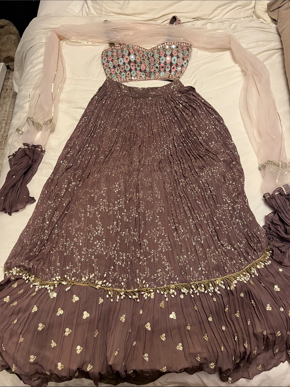 Indian Wedding Lehenga Choli 3 Piece Set Fits Size 4